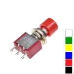 Deviatore miniatura a pulsante da P. 1V ON-M. Rosso